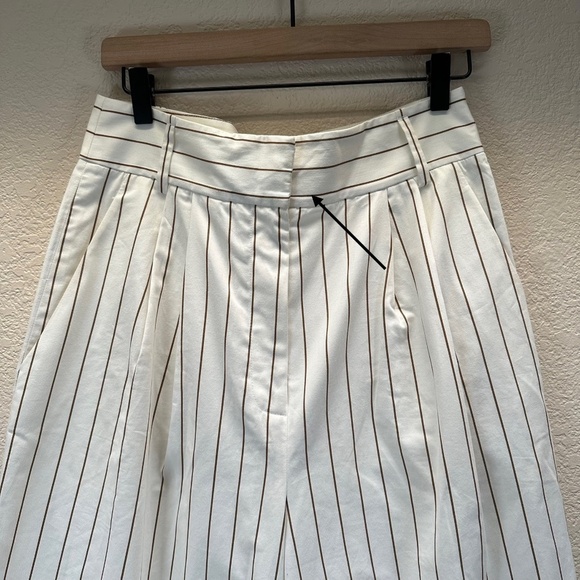 Tibi Bianca Crop Pant Ivory Multi Womens Size 6 High Waist Wide Leg Preppy - Picture 12 of 16